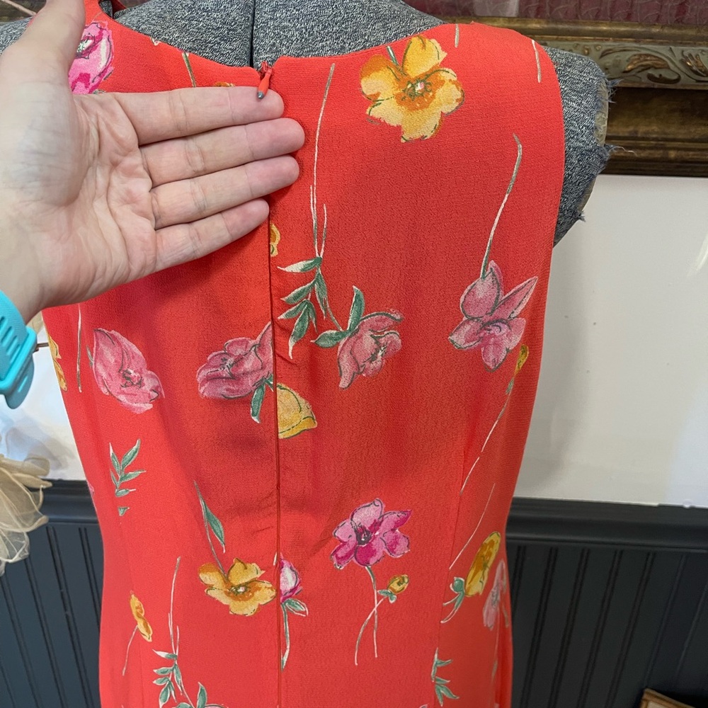 Vintage Plaza South Vibrant Floral Print Sleeveless Maxi Dress ~ Size 10💚🍄 - Picture 5 of 8